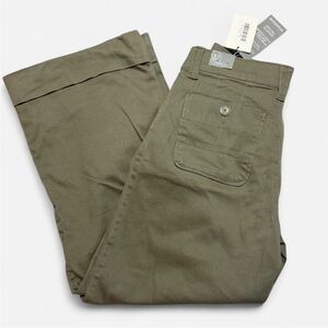 Wit & Wisdom High-rise Pleated Wide Leg Cuffed Pants-Olive Green-Size 4P NWT